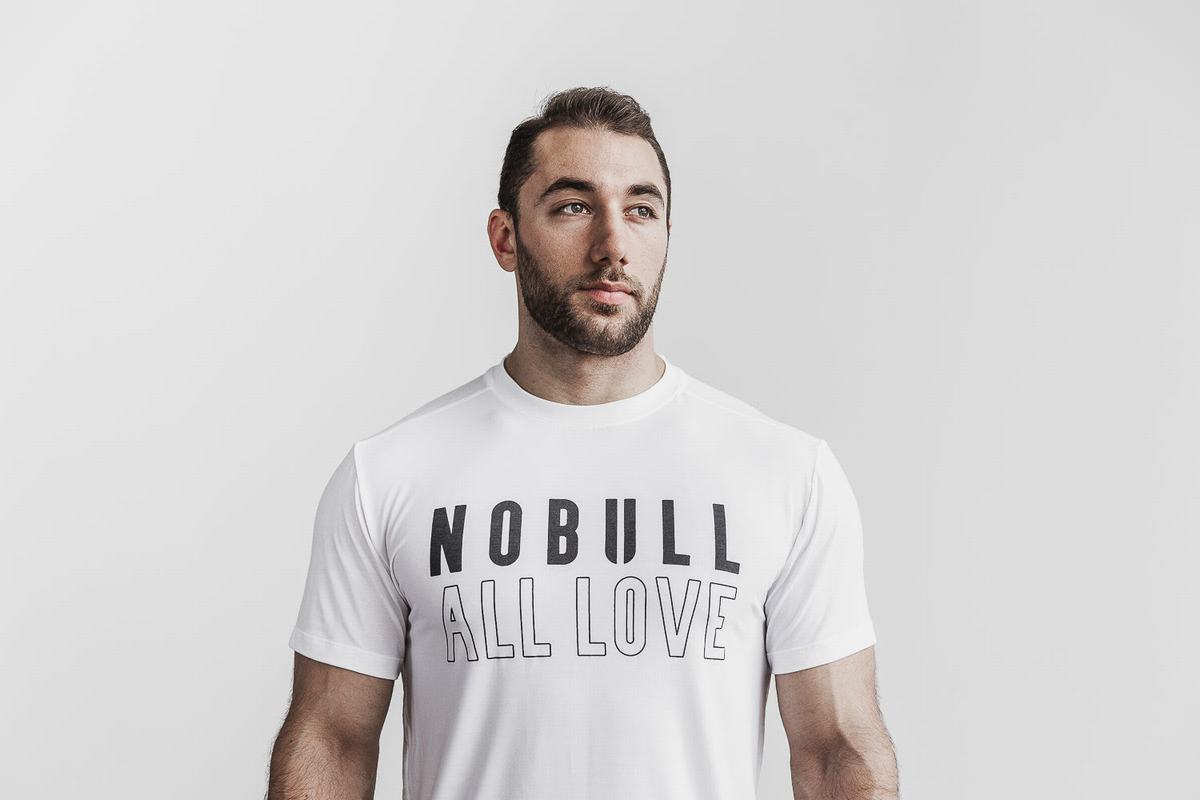 Nobull All Love Men's T Shirts White | Australia (XP8271)
